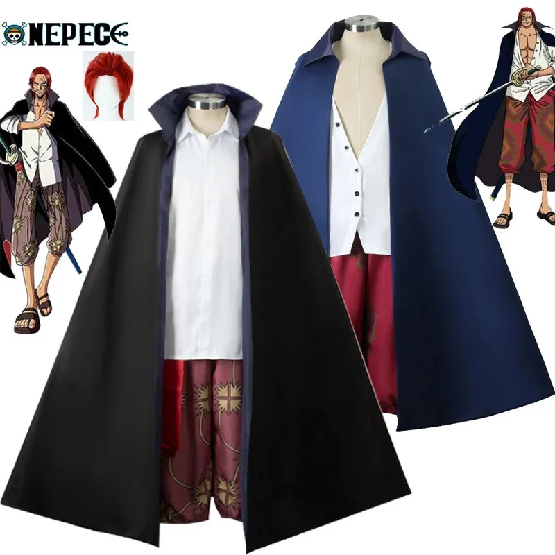 Anime Red Hair Shanks Cosplay Costume COS Uniform Shirt Coat Panty Suit Set Halloween Party Performance Wear Clothing