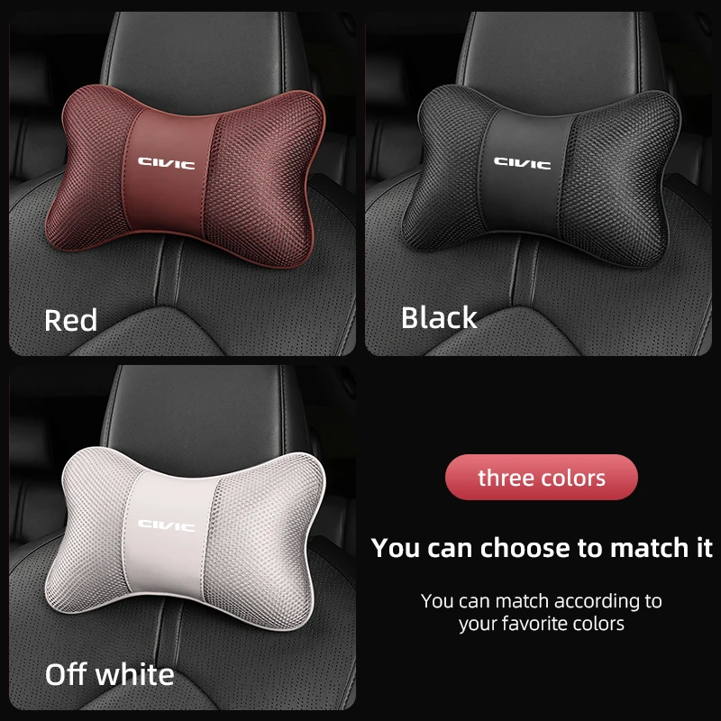 1Pcs Car Seat Headrest Ice Silk Neck Pillow Support Soft Pad For Honda Civic Fit Jazz Accord Pilot CRV Odyssey HRV Elevate ZR-V