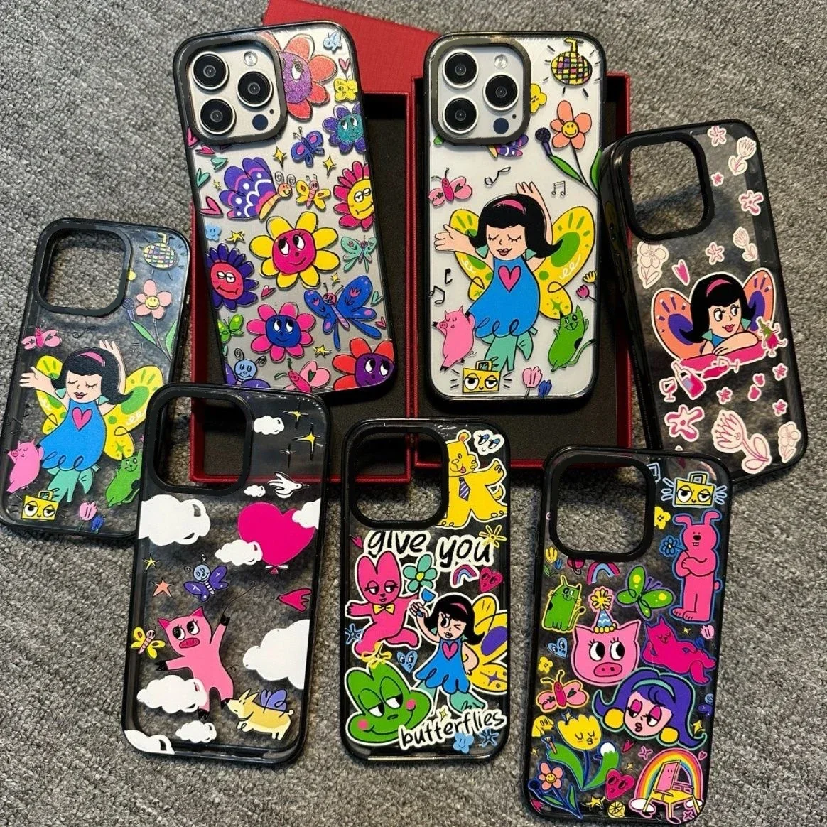 

Acrylic Colorful Border Cartoon Phone Case Cover for IPhone 11 12 13 14 15 Pro Max Case for IPhone 15 Pro Max