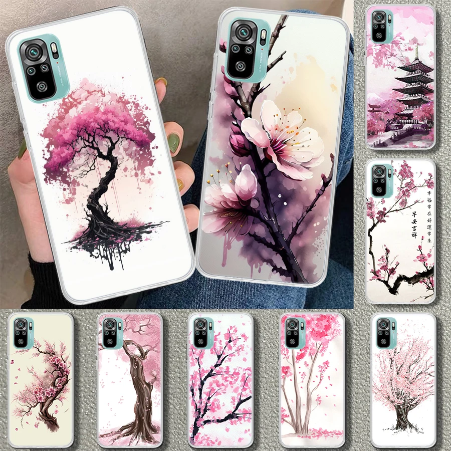 Cherry Blossom Tree Phone Case Cover for Xiaomi Redmi Note 13 12S 12 11 11S 11T 11E 10 Pro 10S 9 9S 9T 8 8T 7 Plus Print Coque C