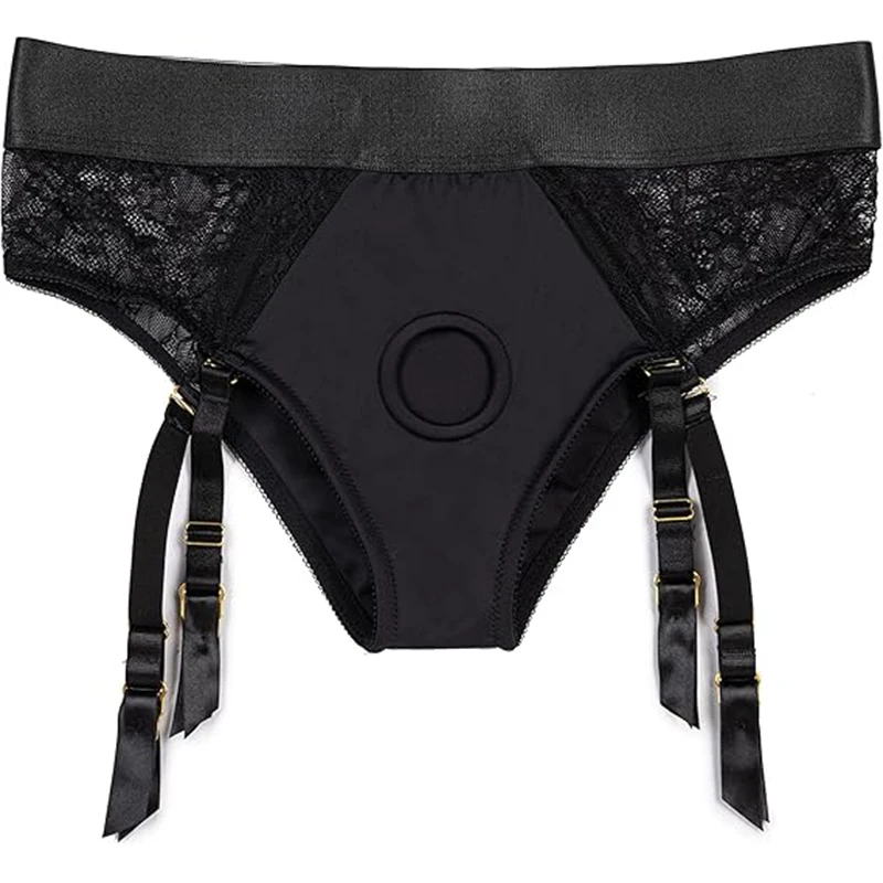 Lezbiyen Crotchless Ayarlanabilir Jartiyer Kemer Koşum Külot Erkekler Kadınlar Çiftler için Külot Üzerinde Askı Straplez İç Giyim