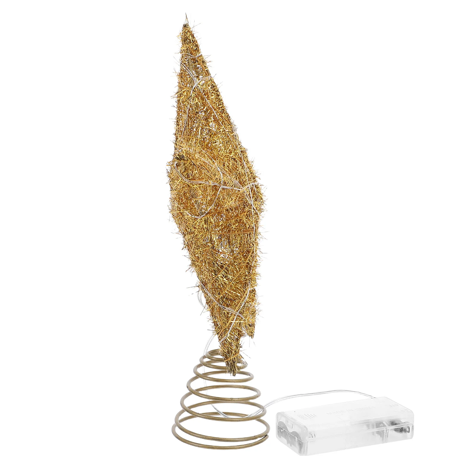 

Golden Christmas Tree Star Topper 20 LED Lights Warm Light Spring Base Xmas Tree Party Decoration Lighted Treetop Star