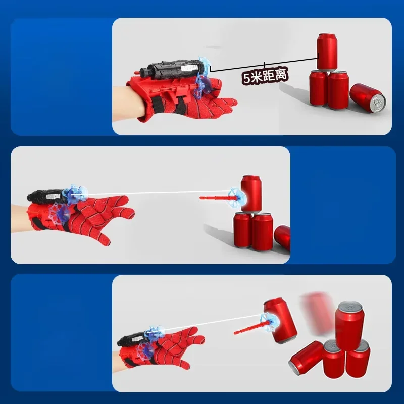 Guanti per lanciare il polso in seta di ragno con tecnologia nera, eroe di seta, pistole a proiettile morbide per bambini e ragazze possono lanciare giocattoli