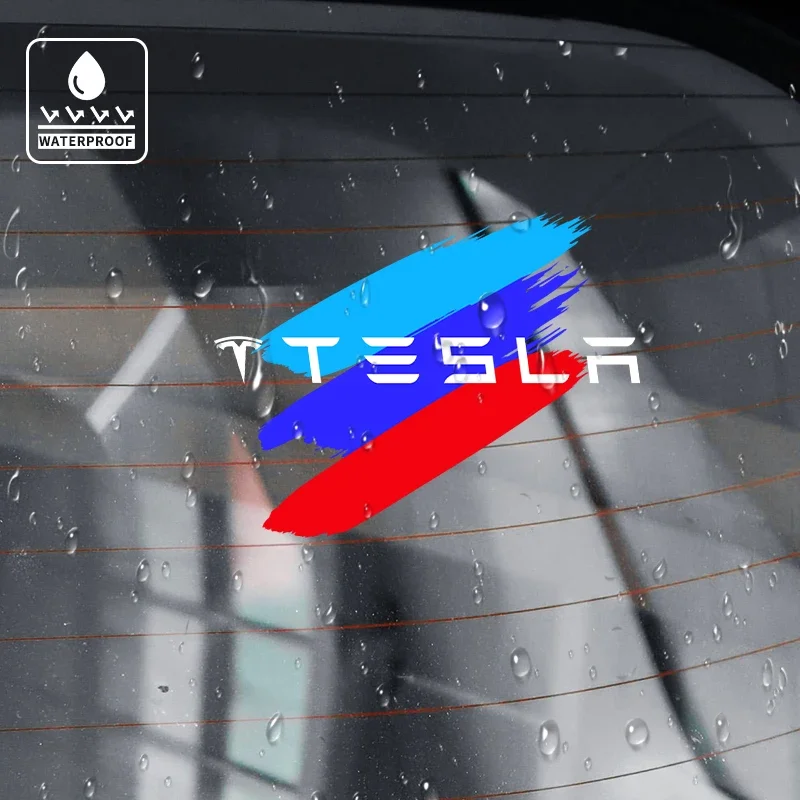 Car Logo Pattern Fuel Tank Cap Sticker Decal Decoration Accessories For Tesla Model 3 Invader 3 Model S X Y Roadster Car Styling