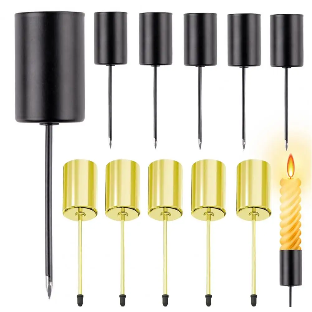 6Pcs Candle Holder Stake Heavy Duty Metal Candlestick Spike Taper Pillar Candle Cup Stand Base Wedding Party Table Centerpiece D