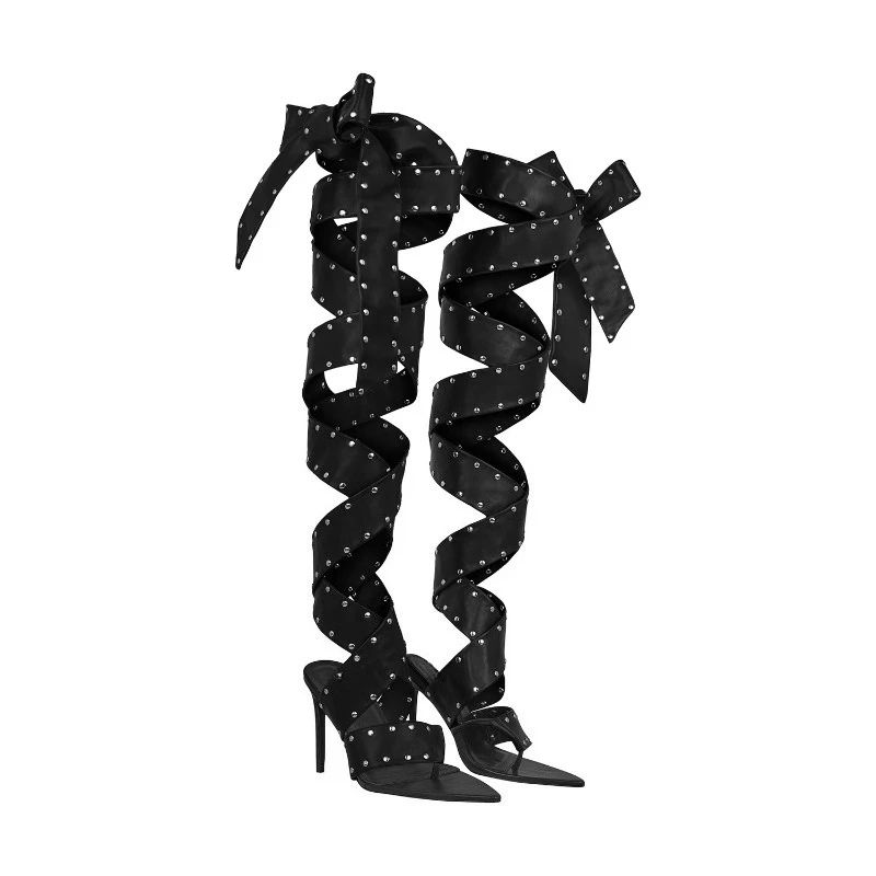 

Европейские и американские женские летние босоножки с одной пряжкой, открытым носком, регулируемыми ремешками с заклепками, сексуальные вечерние туфли на высоком каблуке