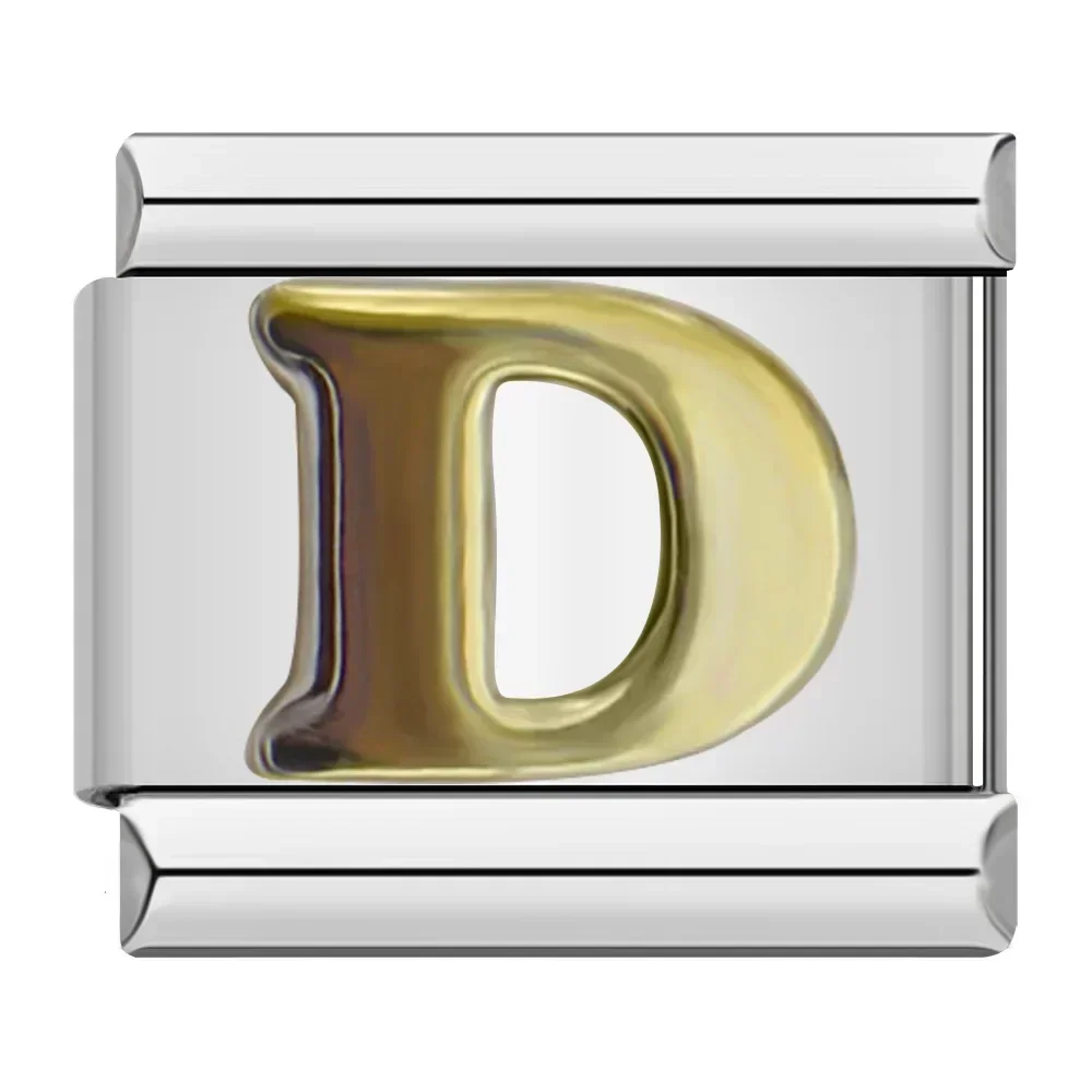 Hapiship 2024 Nieuwe Mode 26 Engelse Letters Italiaanse Charm Links Fit 9 Mm Roestvrij Stalen Armband Maken Vrouwen Sieraden DJ110