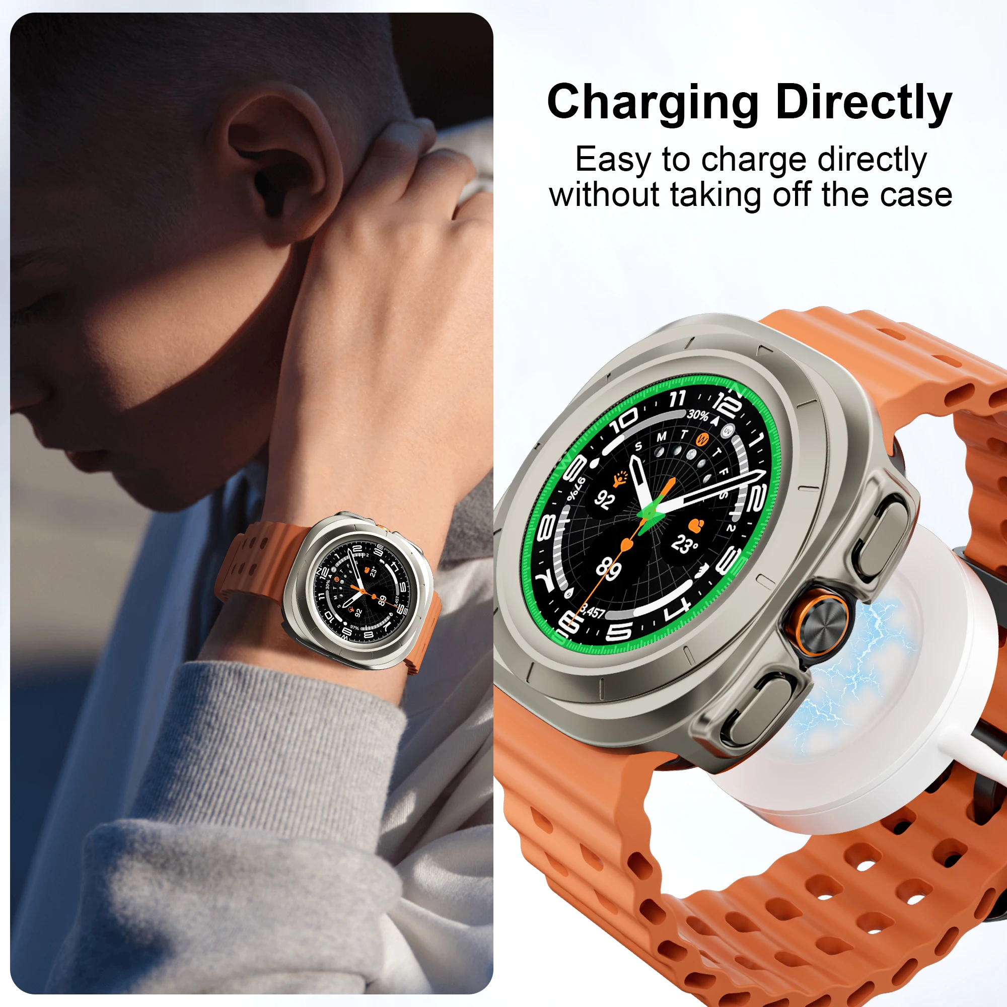 PC-Gehäuse für Samsung Galaxy Watch Ultra 47mm Zubehör Hohl Hard Frame Schutz Stoßstange für Galaxy Watch 7 Ultra 47mm Abdeckung