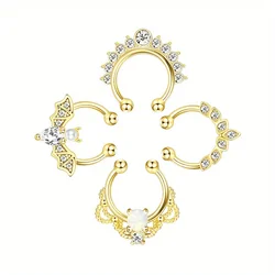 4Pcs Fashion 316L Stainless steel Halloween Bat Fake Septum Nose Rings No Piercing Nose Ring Clip On Septum Piercing Jewelry