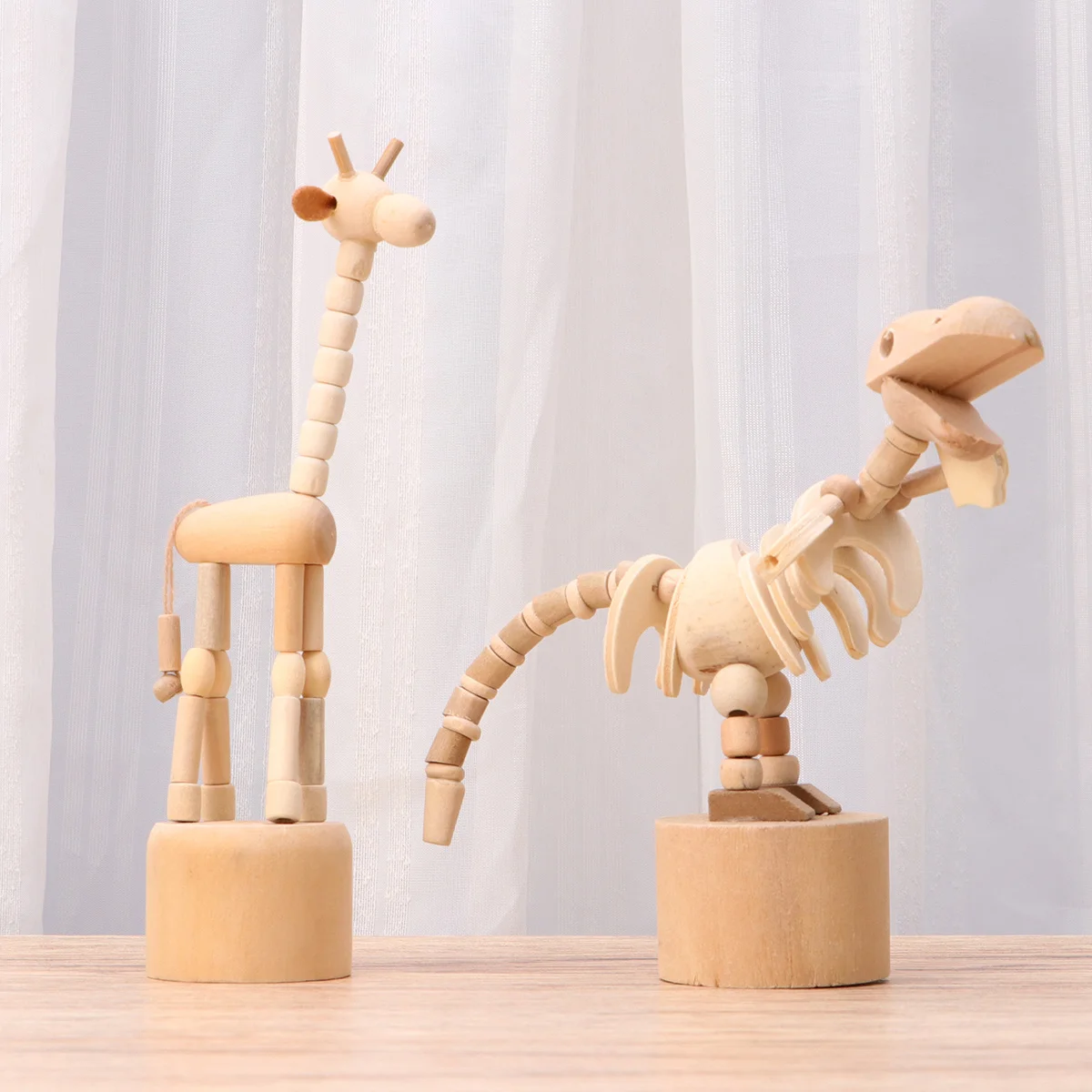 2 Stücke Holz Tier Giraffe Dinosaurier DIY Unvollendete Massivholz Malerei Handwerk Set für Kinder Pädagogische Kunst Desktop Ornament