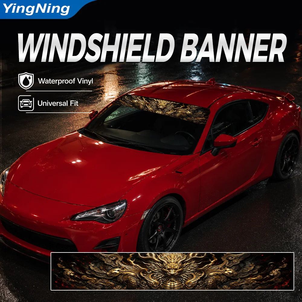 Chinese Golden Dragon Windshield Banner Sticker Waterproof Vinyl Universal Front Window Sunstrip Car Exterior Decor Accessory