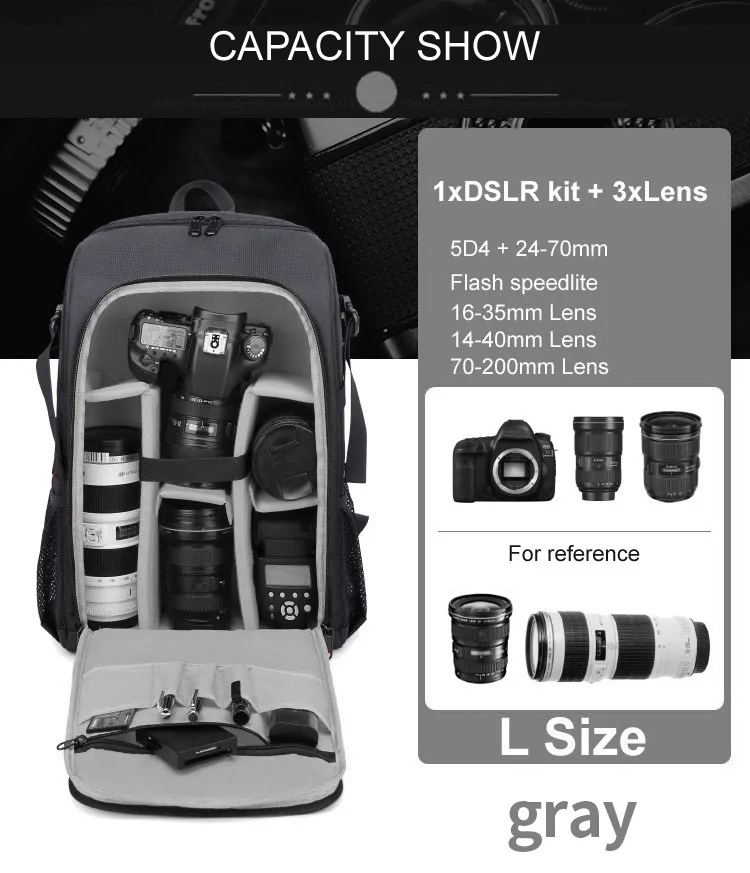 DSLR-Kameratasche, Wasserdicht, Verstellbarer Schultergurt, Robuster Reise-Fotografie-Rucksack, Geeignet für Outdoor-Aktivitäten – Detail 4