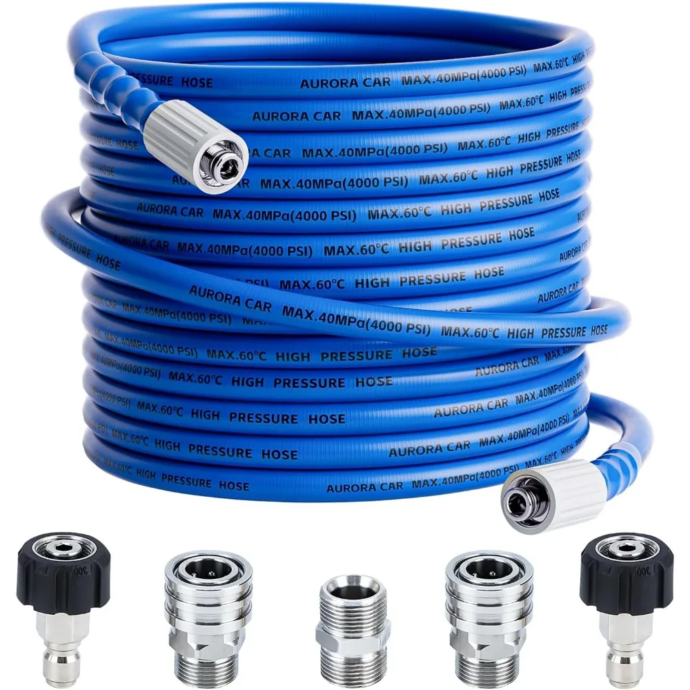 

Шланг для мойки высокого давления 50 футов x 1/4, устойчивый к ударам шланг для мойки высокого давления с комплектом быстрого подключения M22-14 мм и 3/8, замена 4000 фунтов на квадратный дюйм