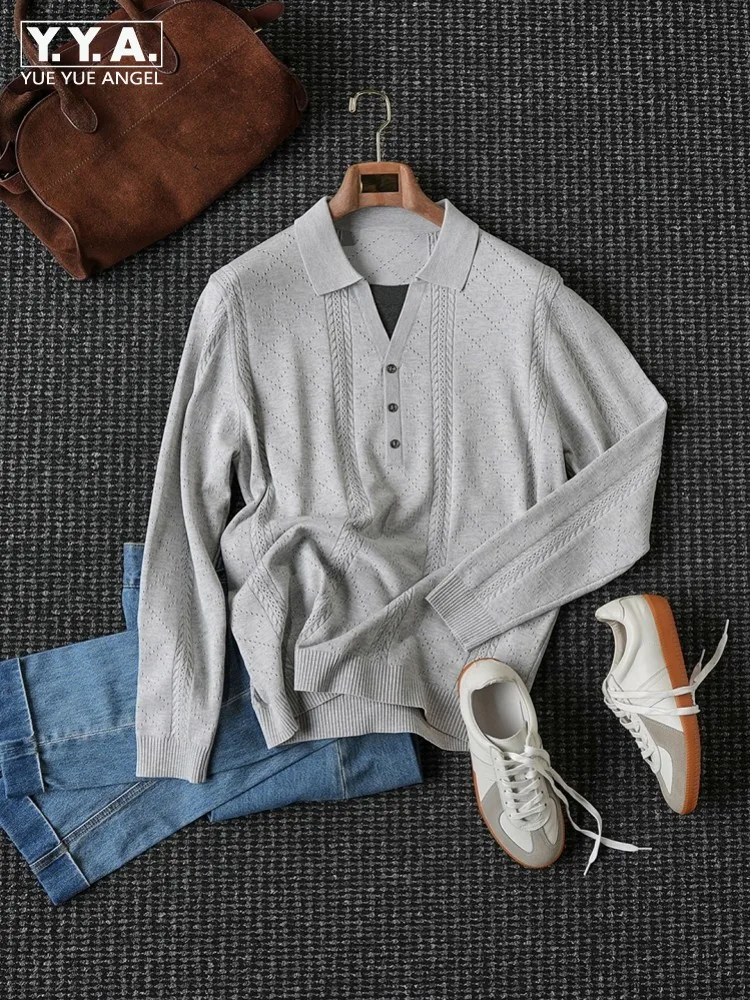 Fashion Autumn New Men Fake Two Piece Sweater Tops Business Casual Work Knitted Jumpers Vintage Long Sleeve Comfortable Knitwear