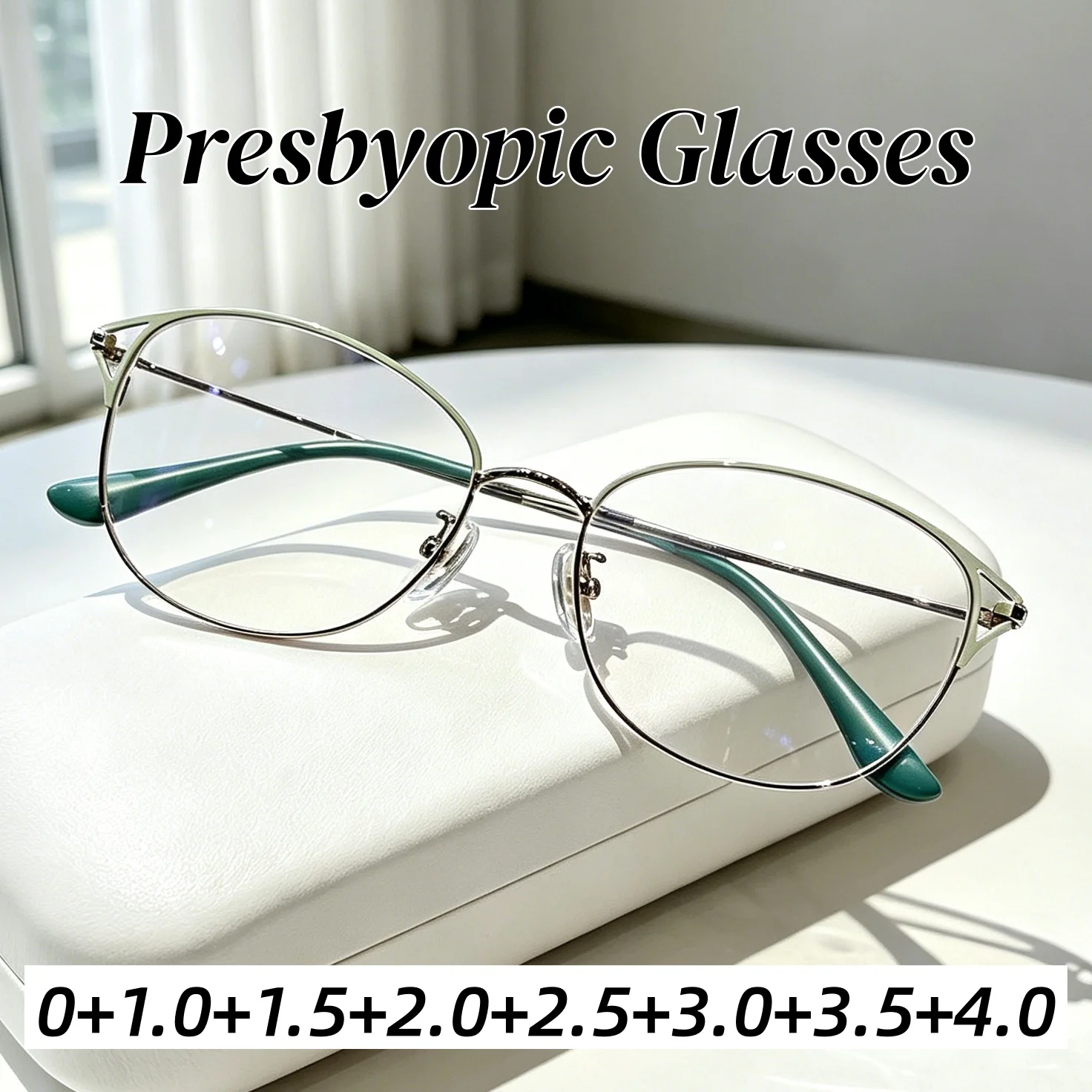 

Vintage Ultra-lightweight Metal Oval Frame Anti Blue Light Presbyopia Eyeglasses Outdoor Stylish High Definition Reading Eyewear