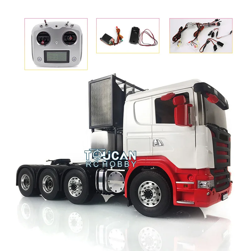 1/14 LESU 8*8 Metal Chassis Kits RC Painted Tractor Truck Model W/ Light Sound Servo 540 Power Motor Car Shell Radio System Toys