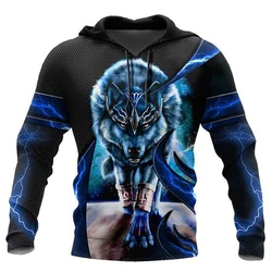 Fashion Spring and Autumn Wolf Animal Hoodie Men's 3D Printed Sports Shirt Pullover Men's Casual Street Coat