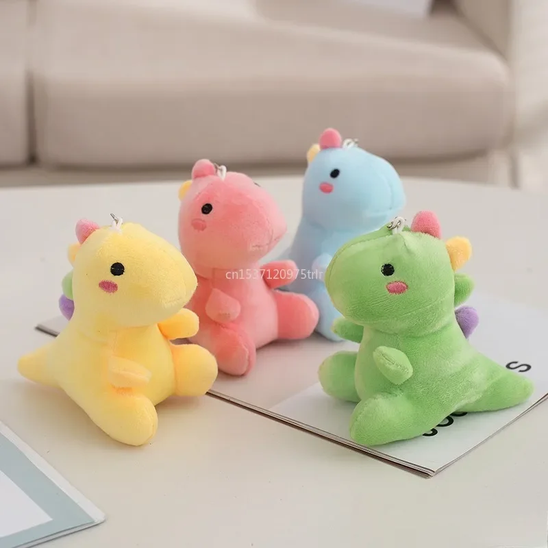 12cm Super Soft Lovely Dinosaur Plush Doll Cartoon Stuffed Animal Keychain Plush Toy for Kids Baby Hug Doll Plush Toy Ornaments