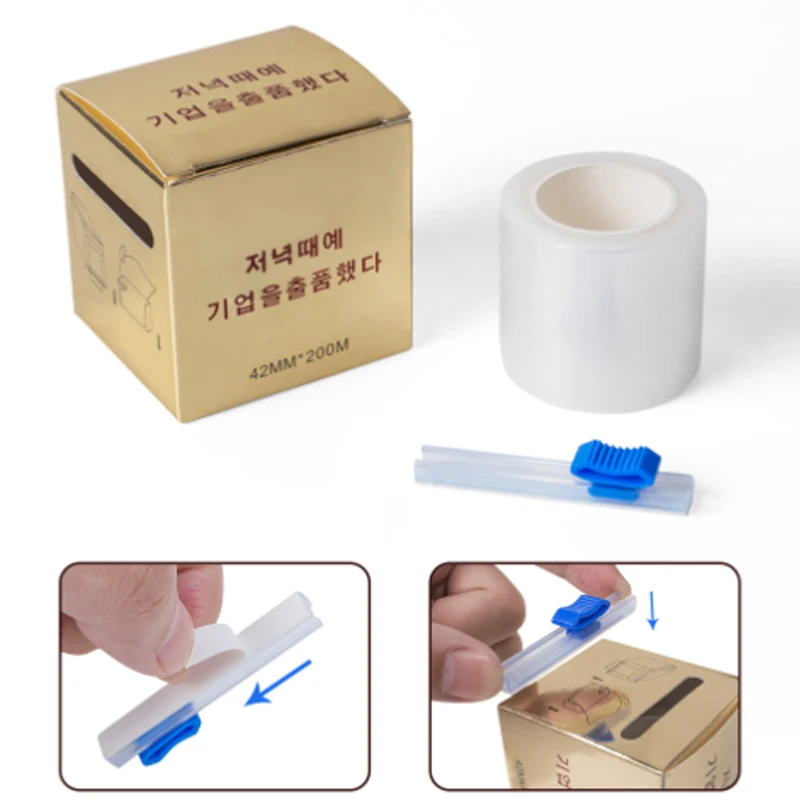 Cnk 42Mm/200M Wimper Plasticfolie Transparante Valse Wimpers Extensie Tool Professionele Ooggebruik Conserveermiddel Mackup Benodigdheden