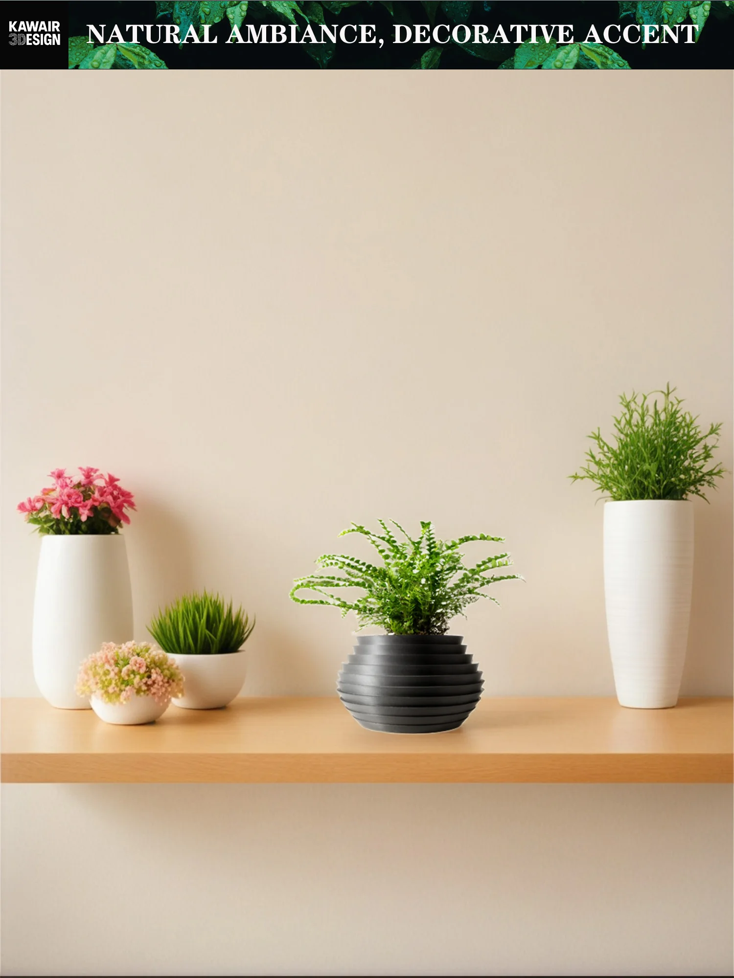 Pot de fleur imprimé en 3D Texture de ligne Carré Rhombus Mix Sens du design fort Décoration d'intérieur écologique