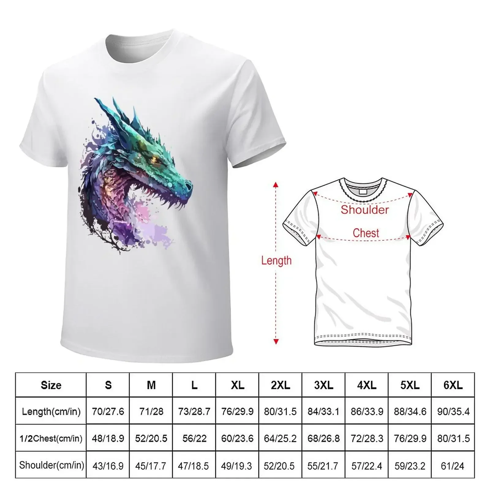 Watercolor Fantasy Dragon T-shirt animal prinfor boys boys animal print blacks mens graphic t-shirts hip hop