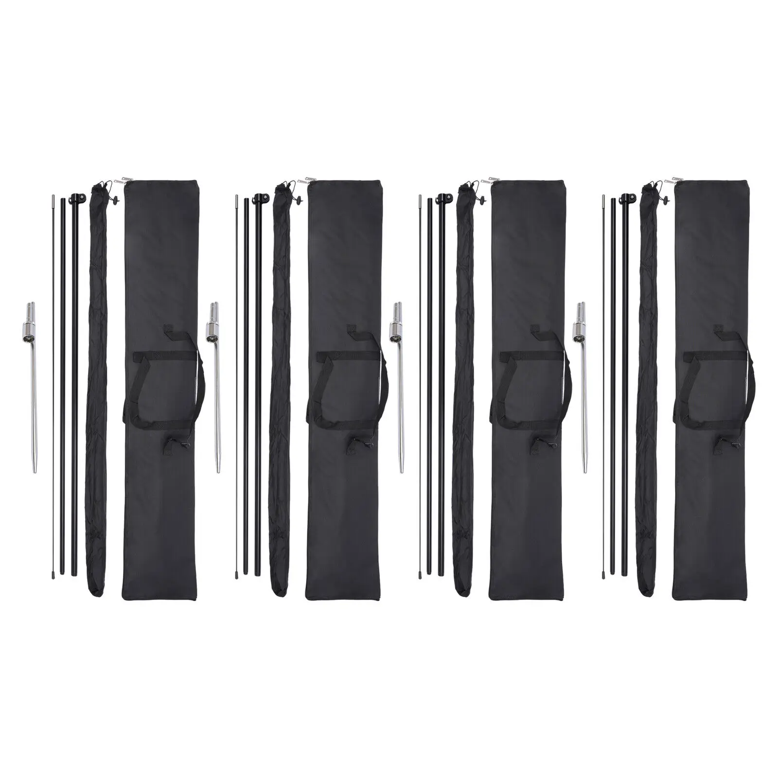 4-Pack 12ft Feather Flag Poles Pole Spike Ground Stake Feather Flutter Swooper Flag Mount Kit