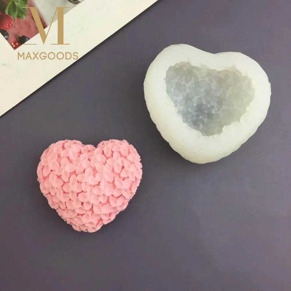 Nouveau thème d'amour Silicone bougie moule 3D amour fleur bricolage moule Kit résine coeur coeur savon moule saint valentin