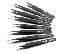 200Pcs  Eyelashes Eyelash Tweezers Beauty Tools Precision Tweezers Anti Static Stainless Steel Tweezers ESD-10/11/12/13/14/15/16