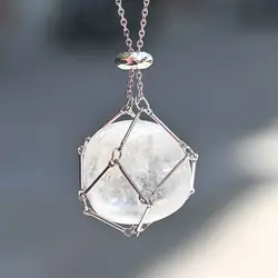 Crystal Holder Cage Necklace with Crystal Stone Interchangeable Adjustable Stone Net Metal Necklace for Women Jewelery Gift