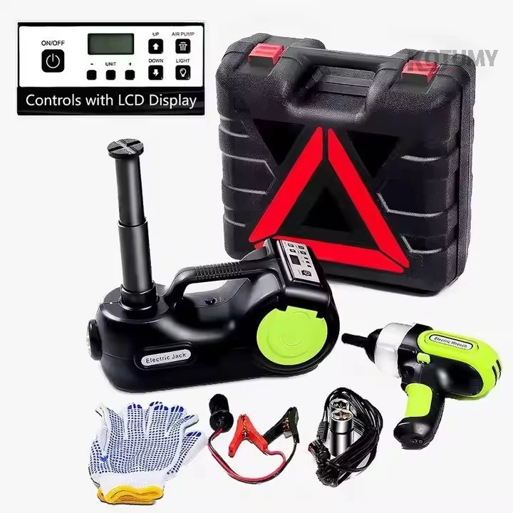 

5 Ton Electric Hydraulic Jack Combo with Air Pump Impact Wrench Heavy Duty Car Emergency Repair Tool Set