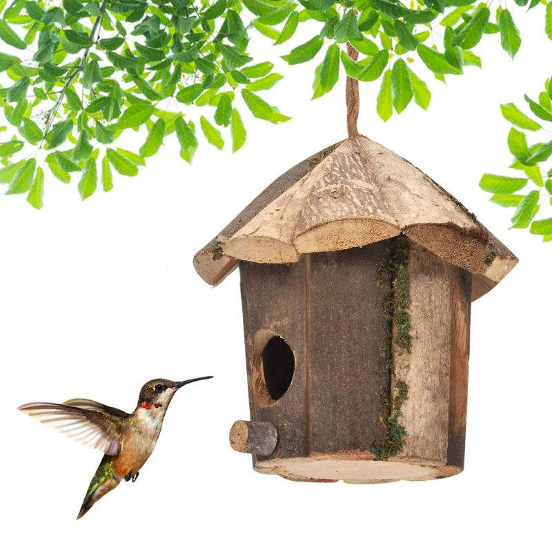 

Eco-Friendly Bird House - Handmade Wooden Villa for Hummingbirds, Garden Balcony Warm Decorative Nest