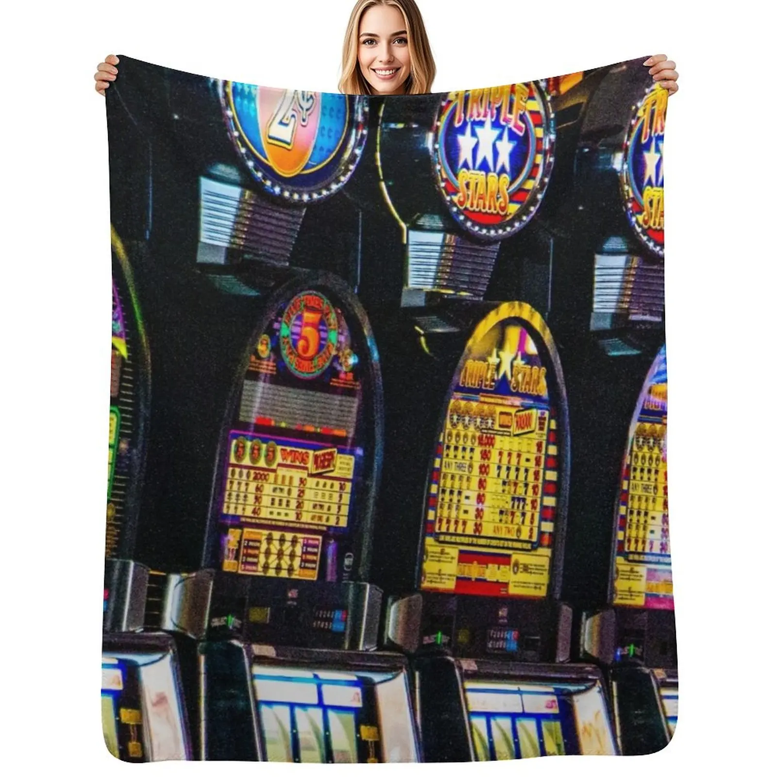 

Row of Slot Machines Throw Blanket sofa bed Thins bed plaid Blankets