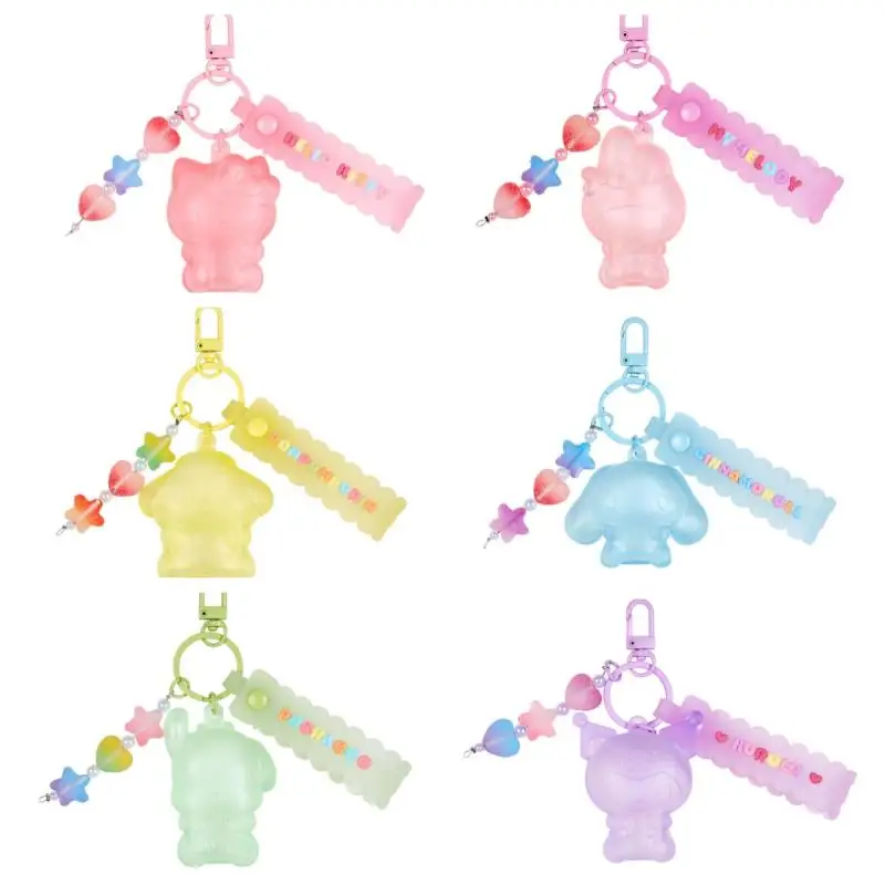 Japan Sanrio Cartoon Kawaii Hellokittys Cinnamoroll Melody Pochacco Gummy Keychain Bag Charm Phone Chain Anime Figures Toys