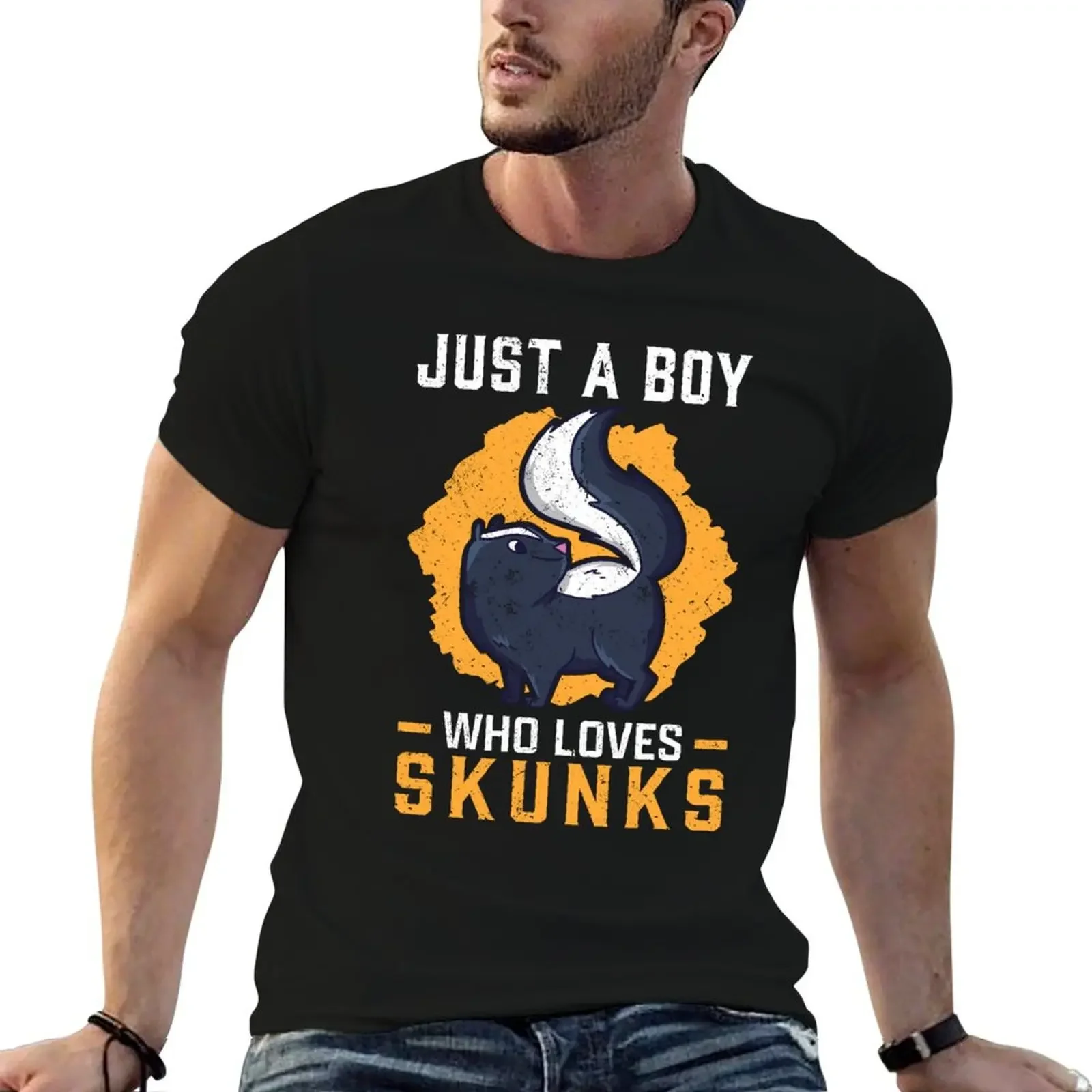 Skunk Boy loves Stink Badger Skunk T-Shirt tees Man t-shirt funny gifts mens workout shirts