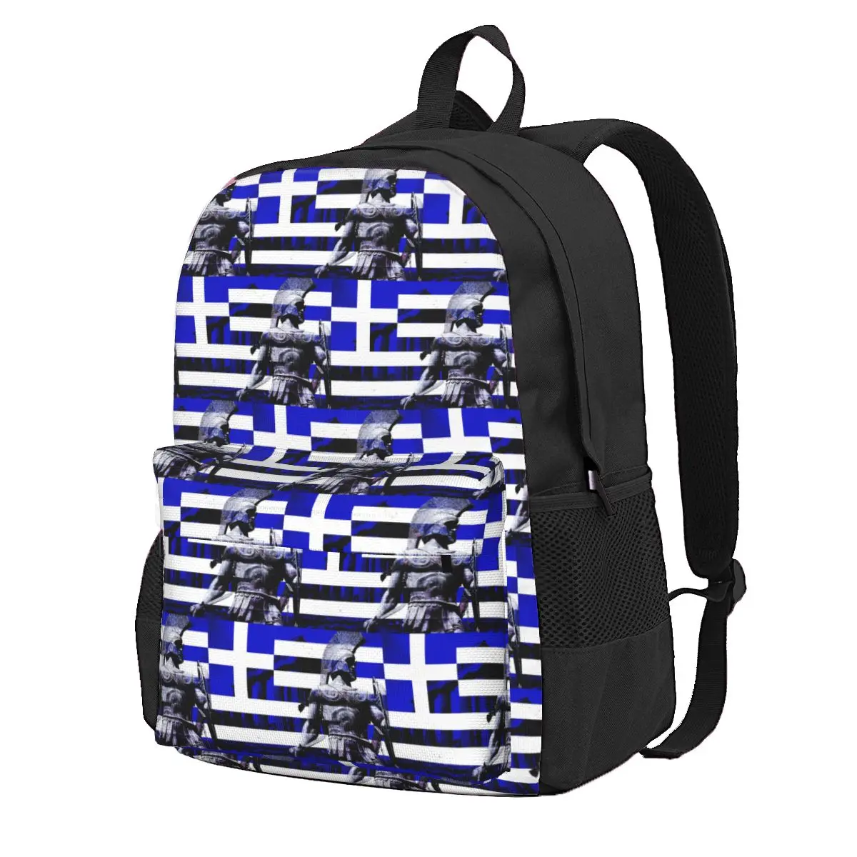 

Greek Flag Warrior Student Backpack School Bag Hiking Travel Daypack for Men Women Fashion Bookbag Shoulder Bags