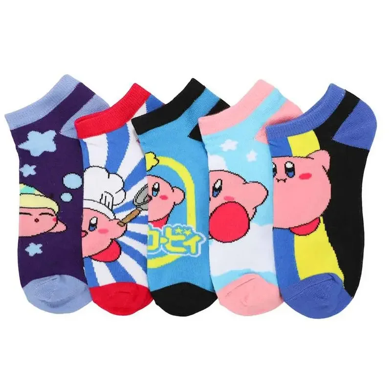 

5Pcs Star Kirbys Children Sock Game Cartoon Print Summer Versatile Cotton Vogue Kids Toddler Short Boat Socks Cute Birthday Gift