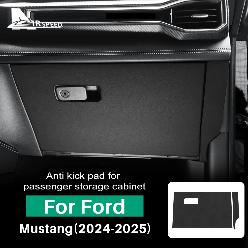 

For Ford Mustang GT Dark Horse EcoBoost 2024 2025 2026 Anti-kick Pad LHD RHD Car Copilot Storage Box Sticker Carbon Fiber Suede