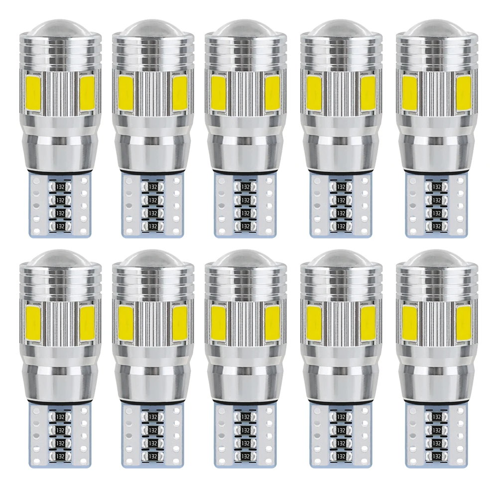 

10x Car Signal Lights 4pcs T10 W5w Led Bulb 12V Auto Interior Light Canbus T10 Led Lamps Bulbs for Cars White Blue Yellow