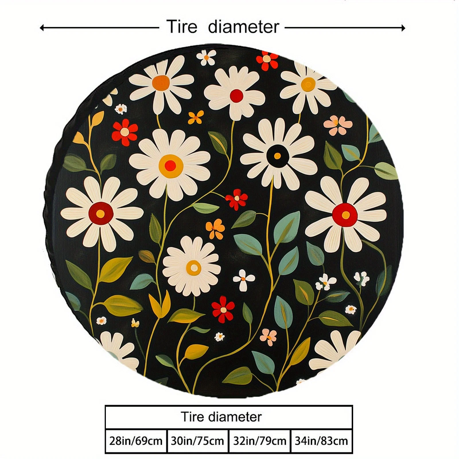 1pc Cute Floral High-definition Printed Tire Cover - Suitable For SUVs And Jeeps, Durable Off-road Protection, Fits 71.12-86.36