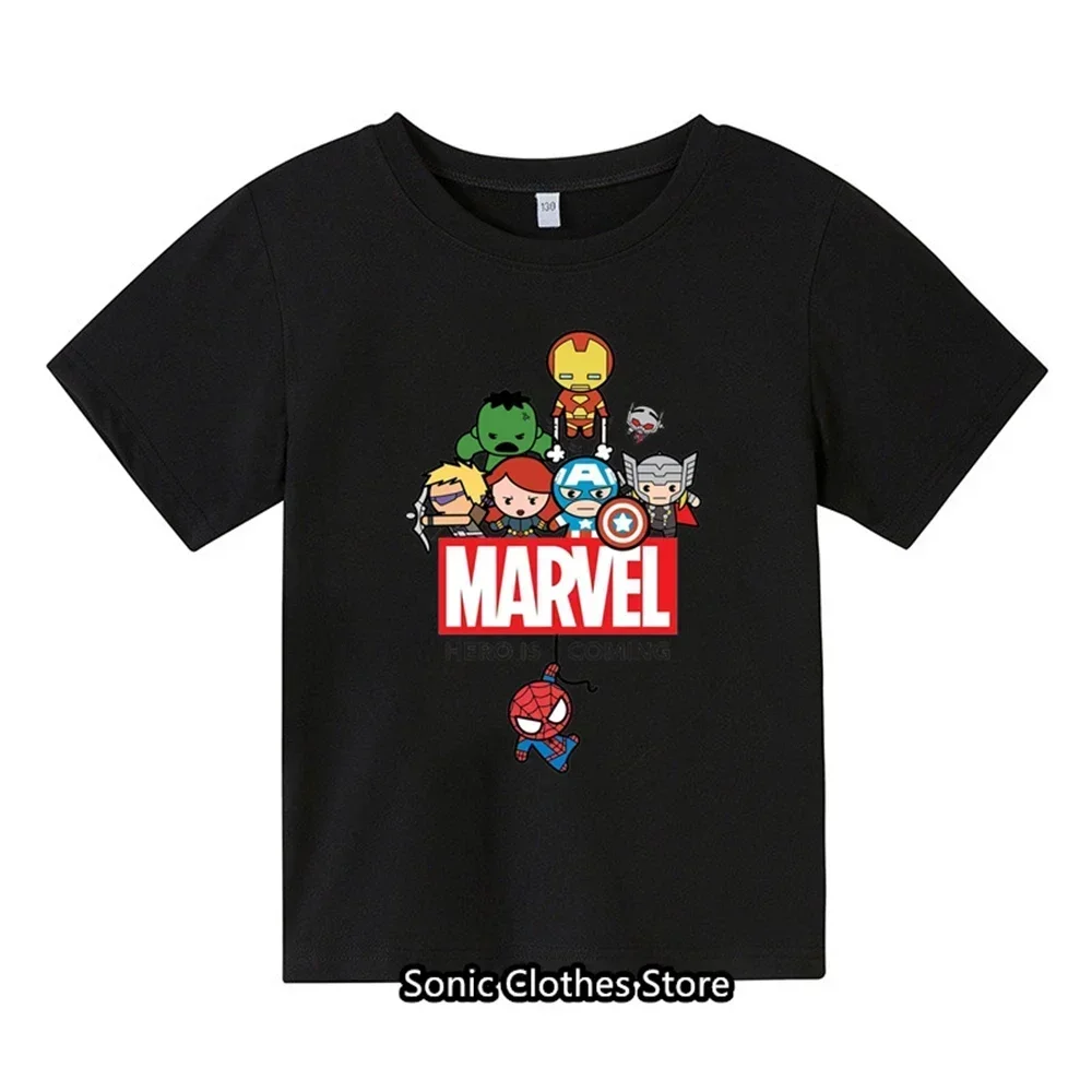 Spider Man Cartoon Boys and Girls 3-14 Year Old Children\'s Printed T-shirt Children\'s Summer Short sleeved Casual T-shirt Top