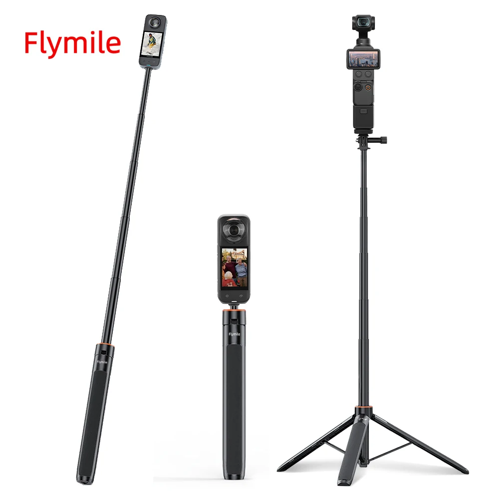 

Flymile Pocket 4 Selfie Stick Tripod for Instar360 X5/DJI Action 5 Pro/Gopro 13 Camera Extension Pole Vlgo Video Live Holder