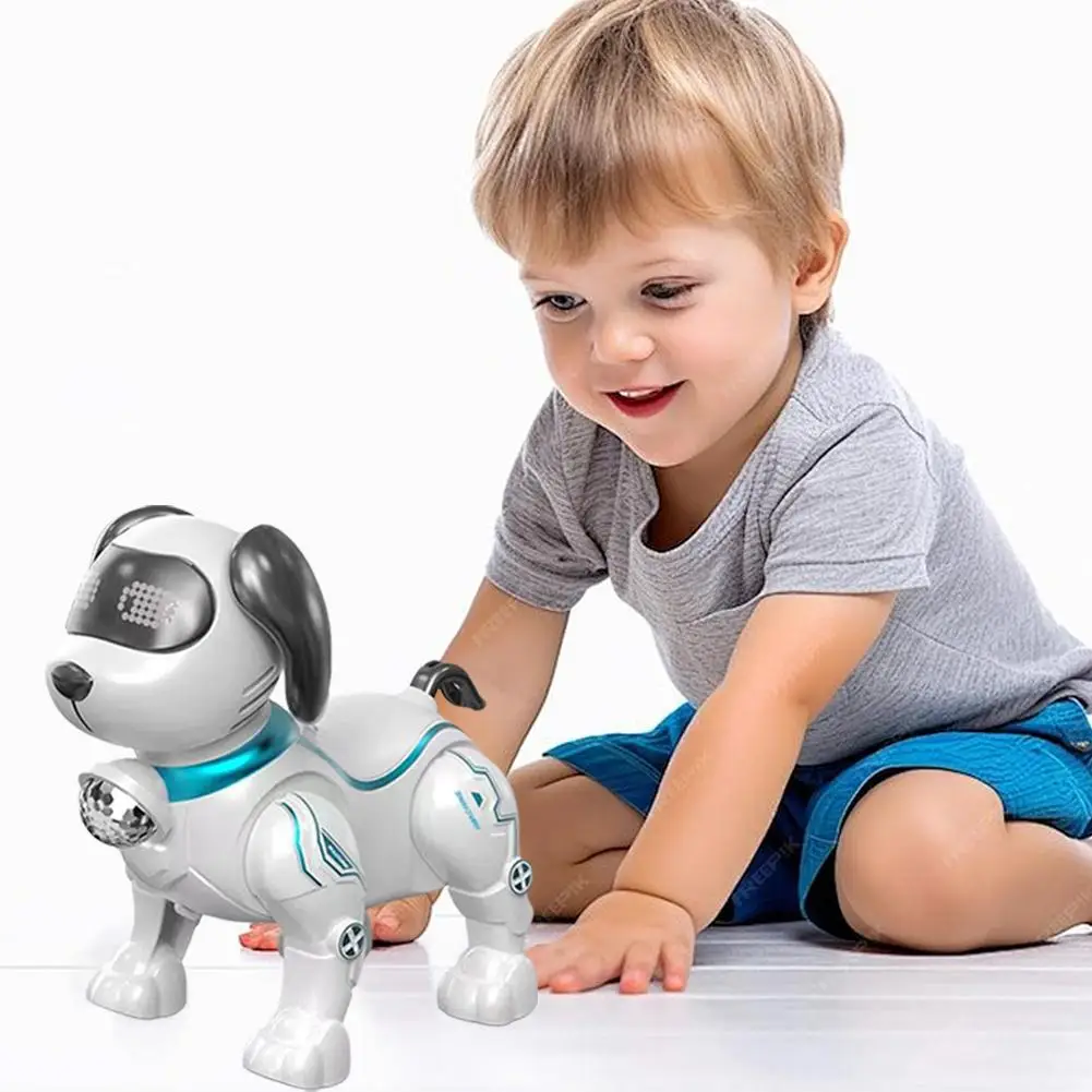 Intelligent Music Robot Dog Simulated Walking Light Sound Music Children's Educational Crawling, Singing Kids Gift