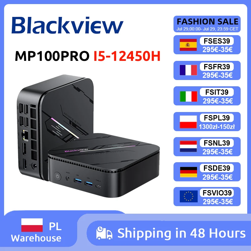 Image: Blackview MP100PRO Intel I5-12450H NOUVEAU Mini PC Windows 11 8 cœurs 12 threads 16 Go + 512 Go / 1 To WiFi 6 Mini Ordinateur PC BT5.2