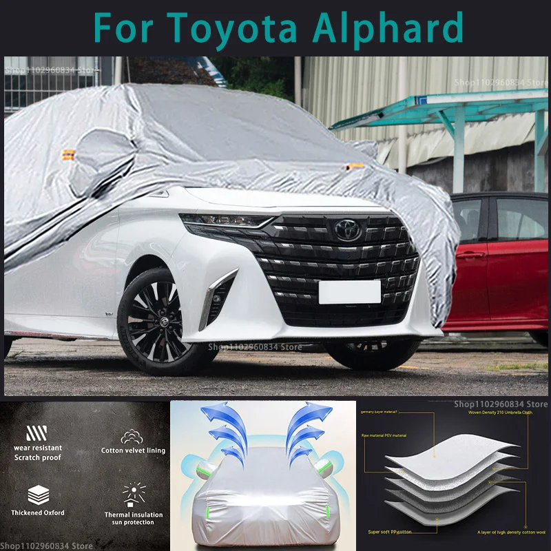 

For Toyota Alphard 210T Full Car Covers Outdoor Sun uv protection Dust Rain Snow Protective Anti-hail MPV car cover Auto cover