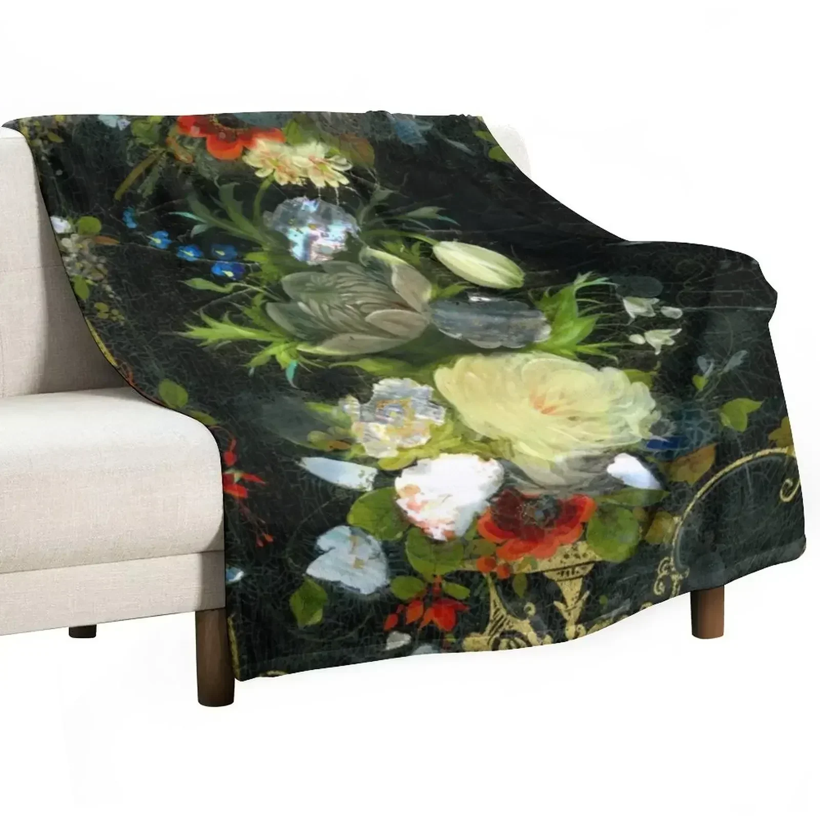 Victorian Flowers Inlaid Mother Of Pearl Throw Blanket Luxury Designer Baby Flannel Fabric Blankets