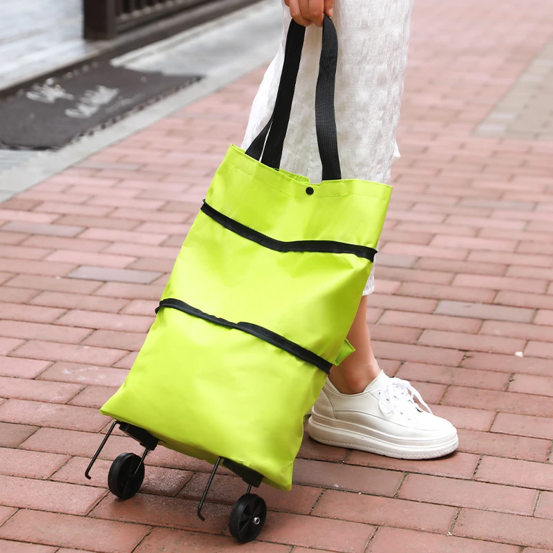 Foldable Shopping Trolley Tote Bag with Wheels Reusable Grocery Food Organizer Supermarket Shopper Cart Folding Vegetables Bags