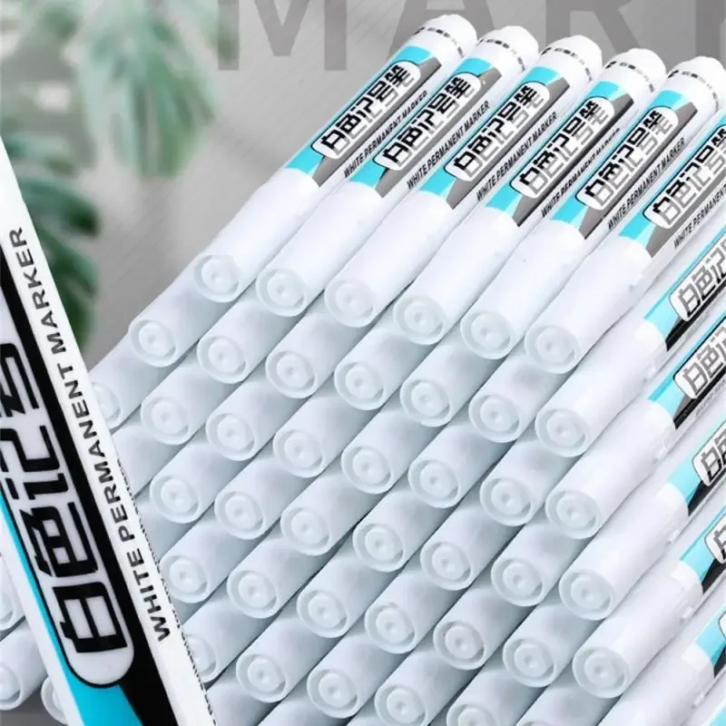 0.7/1.0/2.5 มม.สีขาวถาวร MARKER ปากกา 1/5/10Pcs เครื่องหมายสีสําหรับไม้ ROCK พลาสติกหนังแก้วหินโลหะ Art Supplies