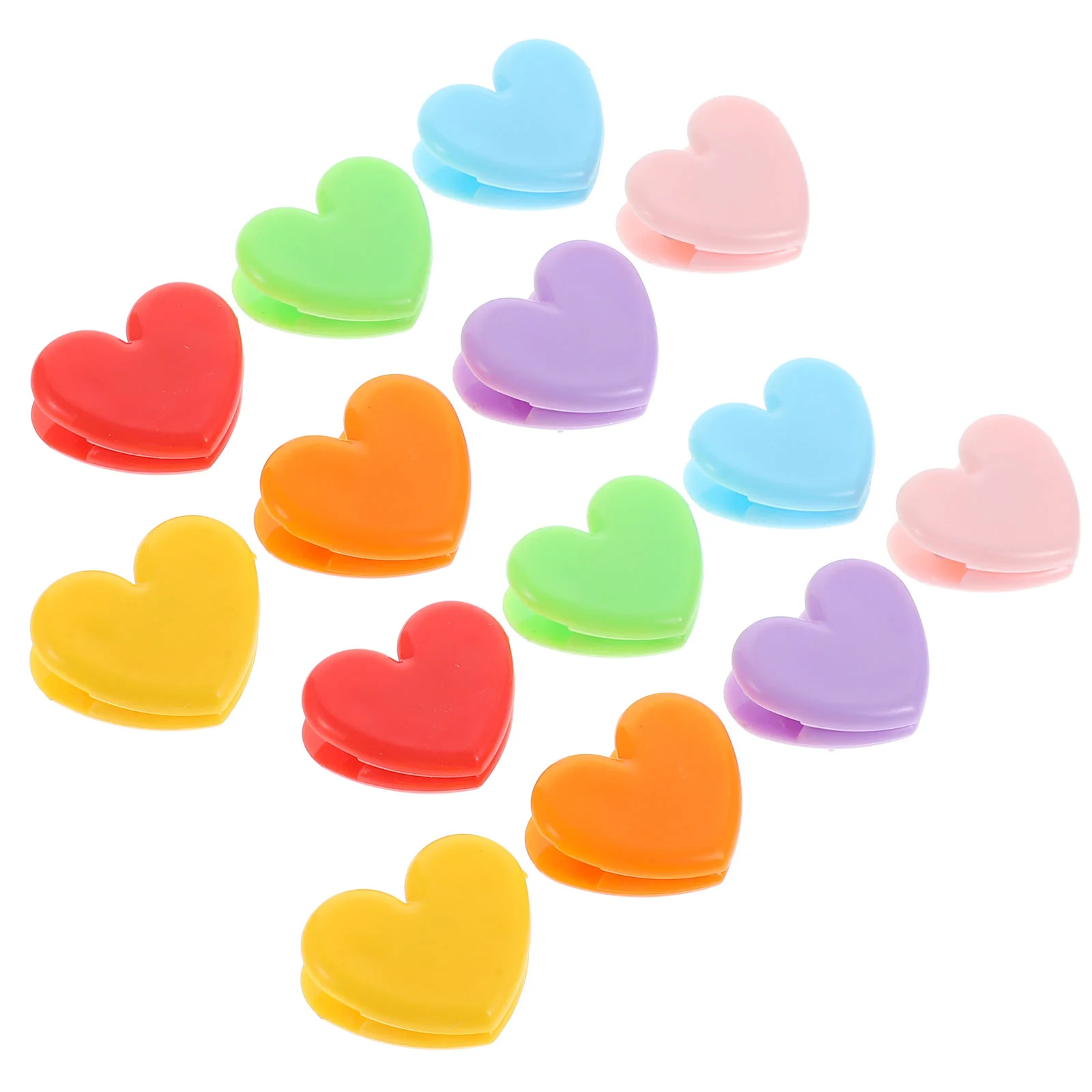 20 PCS Office Folder Student Stationary Files Clips for Teachers Plastic Paper Clamps Binder Cartoon Love-shaped Folders Photo