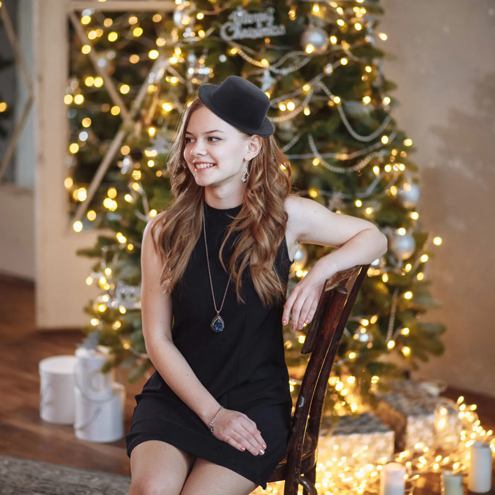 

2pcs Mini Handmade Top Hats Diy Eva Cloth Material Small Chic Hair Clips For Crafts Decor Accessories Billycock