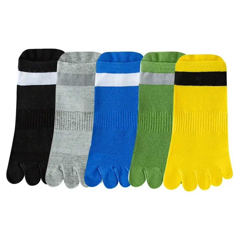 5 Pairs Men Toe Socks with Separate Fingers Low Cut Ankle Sports Socks Running Five Finger Socks Non-slip High Qulity Cotton